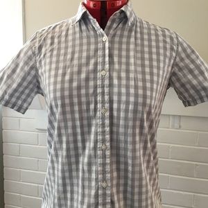 Muji Women’s short sleeve gray gingham blouse